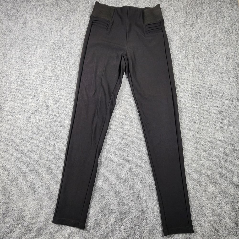 Maze Collection Black High Waisted Ponte Leggings Ruched Hip Detail Small